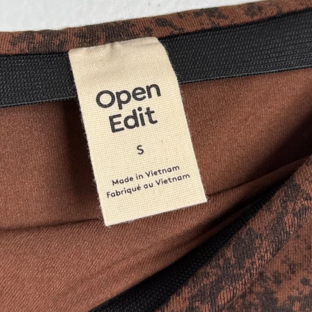 Open Edit Brown Print Ruched Tulip Hem Stretch‎ Pencil Skirt Women's - Picture 4 of 5